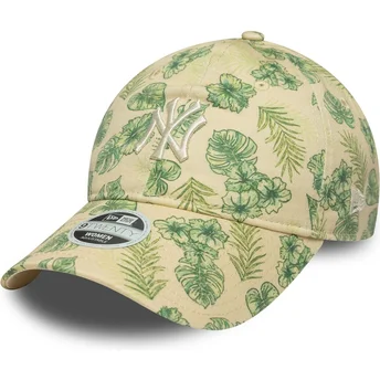 Cap kaareva beige adjustable strap 9TWENTY All Over Print Tropical New York Yankees MLB New Era