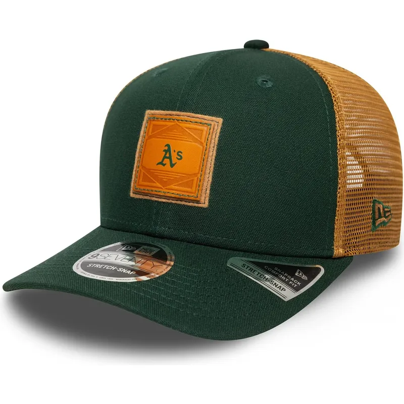 lippikset-kaareva-rekka-vihrea-snapback-9seventy-stretch-snap-debossed-oakland-athletics-mlb-new-era