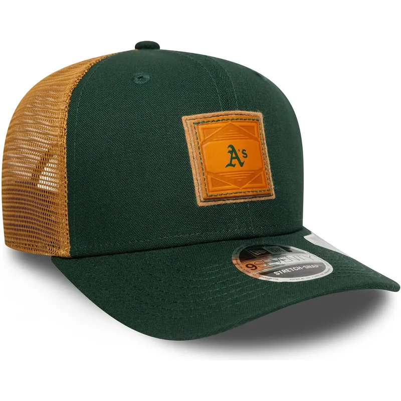 lippikset-kaareva-rekka-vihrea-snapback-9seventy-stretch-snap-debossed-oakland-athletics-mlb-new-era