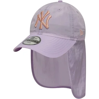 New Era Curved Brim Youth 9FORTY Sun Shield New York Yankees MLB Purple Snapback Cap