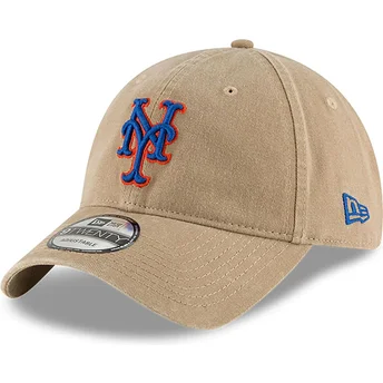 New Era Curved Brim 9TWENTY Core Classic New York Mets MLB Beige Adjustable Cap