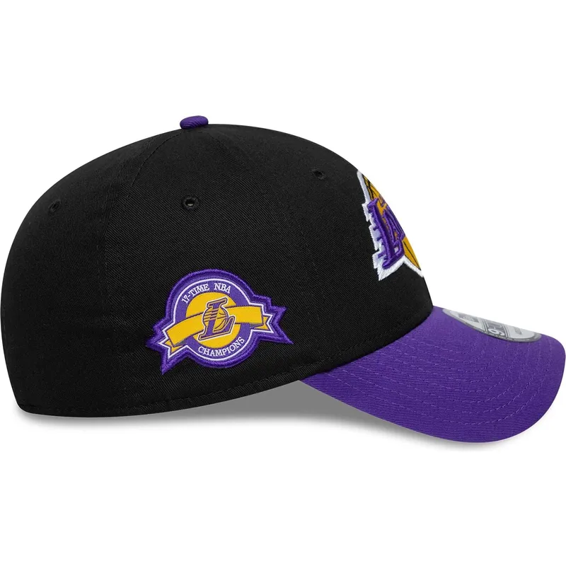 lippikset-kaareva-musta-saadettava-nauha-9forty-side-patch-los-angeles-lakers-nba-new-era
