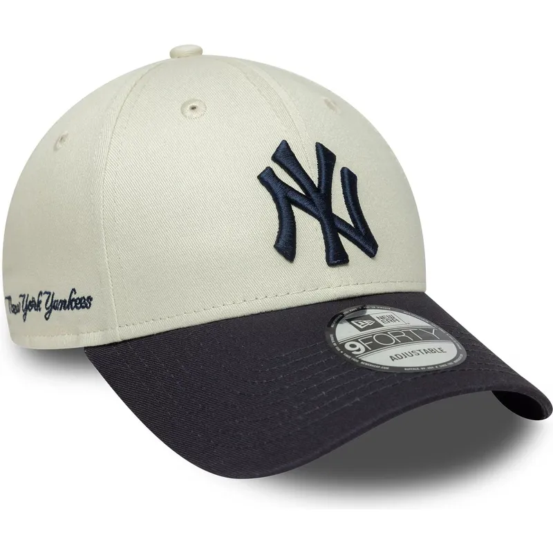 lippikset-kaareva-beige-saadettava-nauha-9forty-side-script-new-york-yankees-mlb-new-era