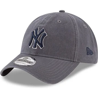 New Era Curved Brim Blue Logo 9TWENTY Core Classics New York Yankees MLB Grey Adjustable Cap