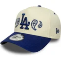 new-era-curved-brim-a-frame-paisley-los-angeles-dodgers-mlb-beige-and-blue-snapback-cap