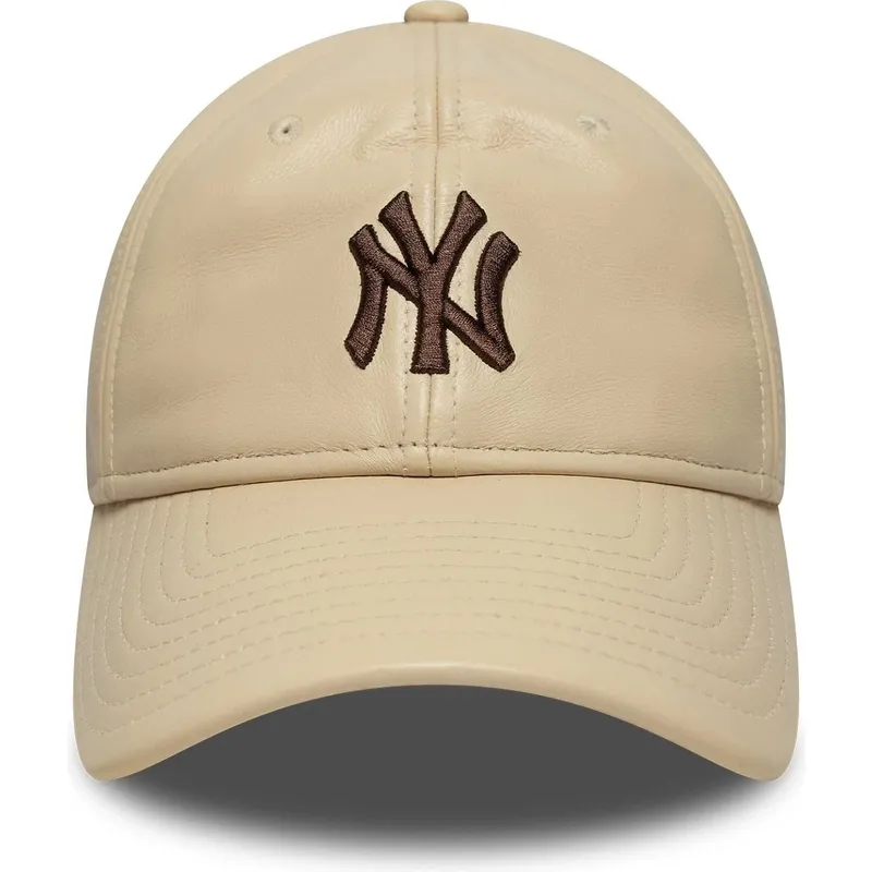 lippikset-kaareva-beige-saadettava-nauha-9twenty-leather-new-york-yankees-mlb-new-era