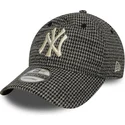 lippikset-kaareva-musta-saadettava-nauha-9twenty-houndstooth-new-york-yankees-mlb-new-era