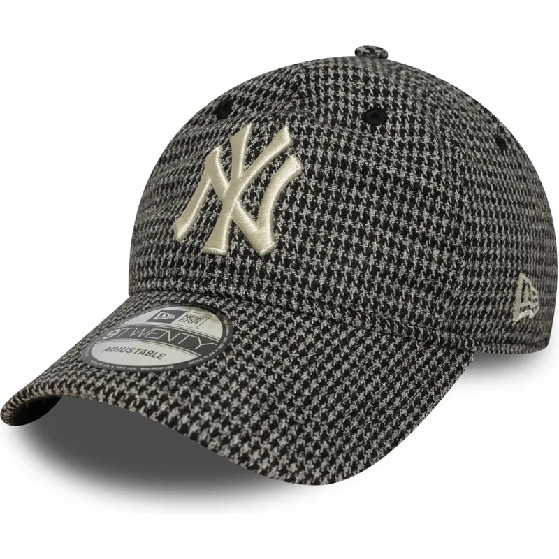 lippikset-kaareva-musta-saadettava-nauha-9twenty-houndstooth-new-york-yankees-mlb-new-era