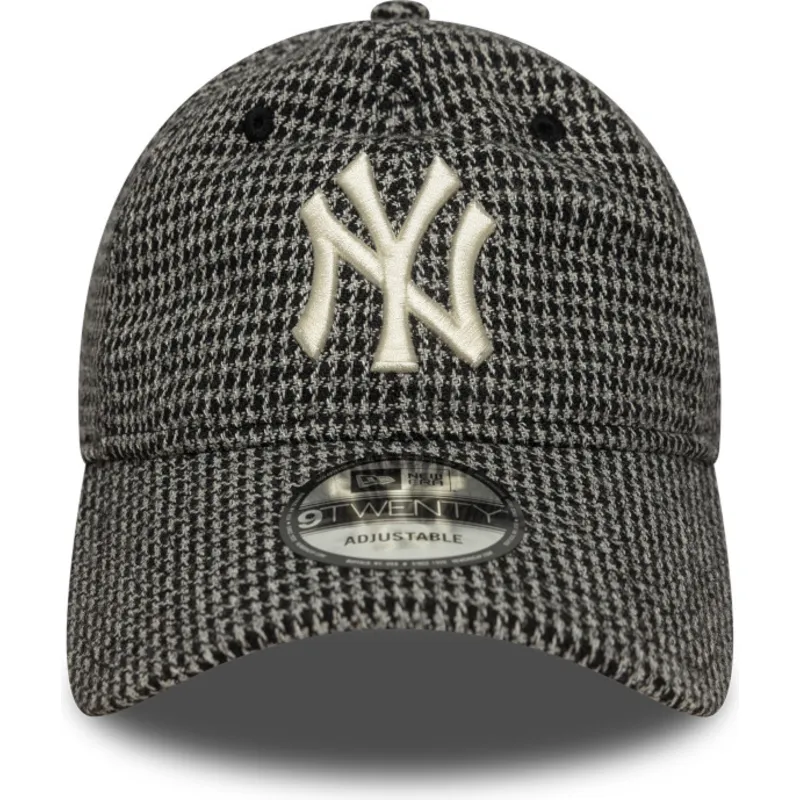 lippikset-kaareva-musta-saadettava-nauha-9twenty-houndstooth-new-york-yankees-mlb-new-era