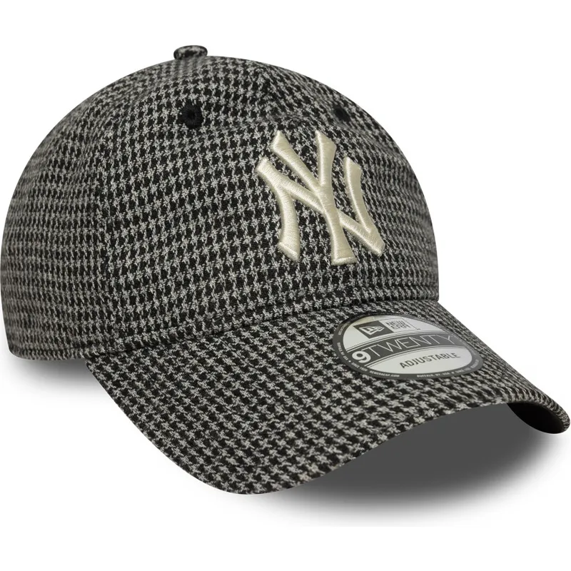 lippikset-kaareva-musta-saadettava-nauha-9twenty-houndstooth-new-york-yankees-mlb-new-era