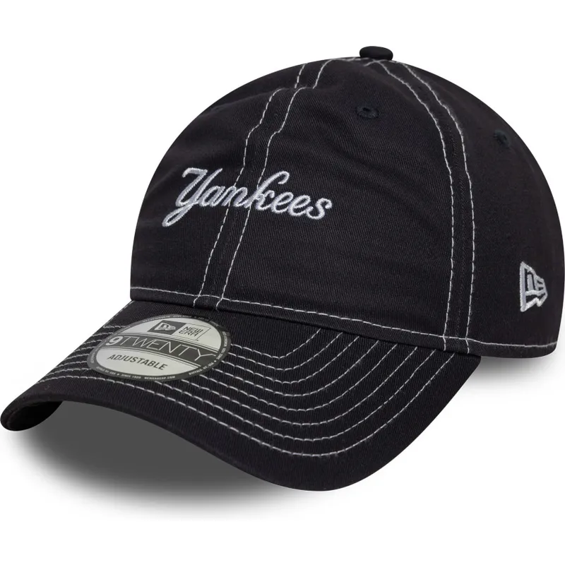 lippikset-kaareva-laivastonsininen-saadettava-nauha-9twenty-contrast-stitch-new-york-yankees-mlb-new-era