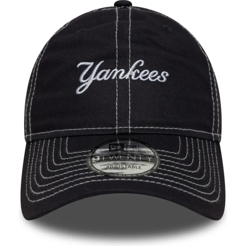 lippikset-kaareva-laivastonsininen-saadettava-nauha-9twenty-contrast-stitch-new-york-yankees-mlb-new-era