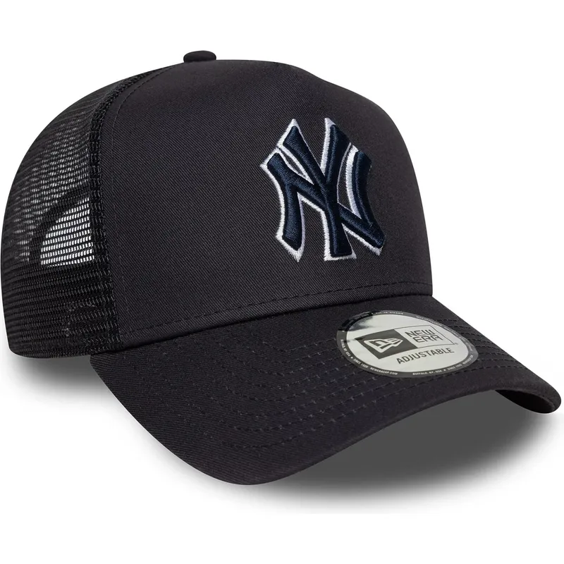lippikset-kaareva-rekka-laivastonsininen-snapback-a-frame-outline-new-york-yankees-mlb-new-era