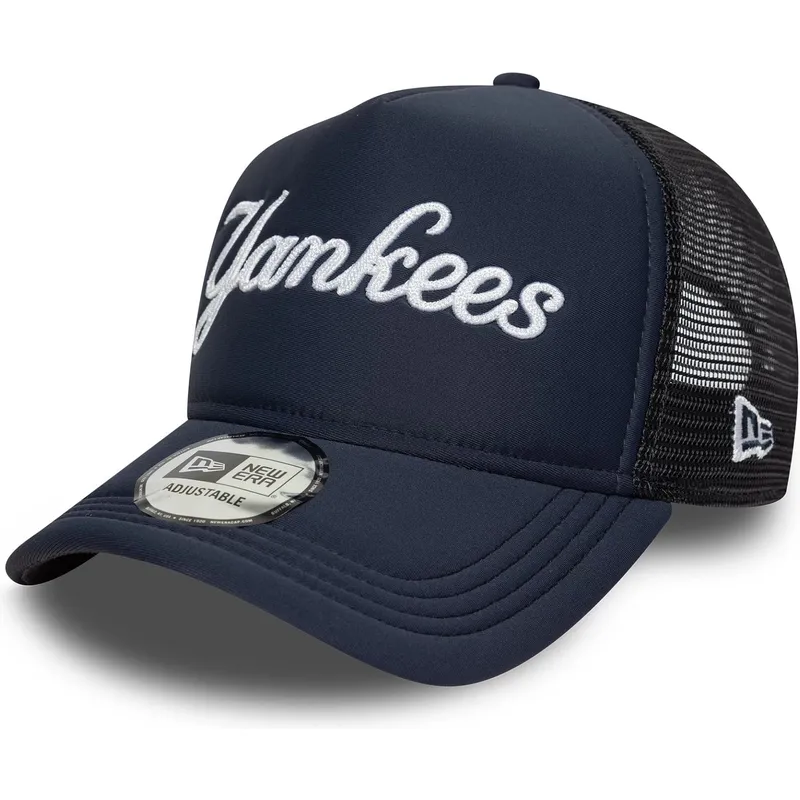 lippikset-kaareva-rekka-laivastonsininen-snapback-a-frame-script-new-york-yankees-mlb-new-era