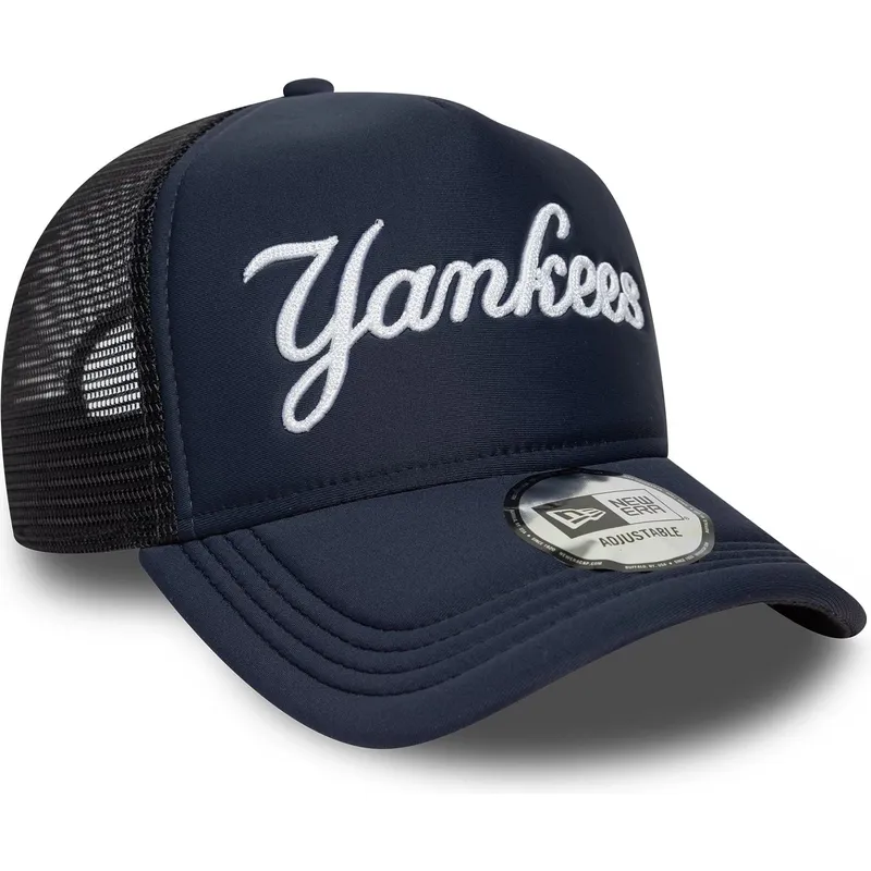 lippikset-kaareva-rekka-laivastonsininen-snapback-a-frame-script-new-york-yankees-mlb-new-era