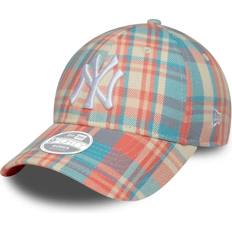 lippikset-kaareva-vaaleanpunainen-saadettava-nauha-9forty-check-new-york-yankees-mlb-new-era