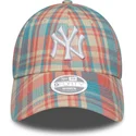 lippikset-kaareva-vaaleanpunainen-saadettava-nauha-9forty-check-new-york-yankees-mlb-new-era