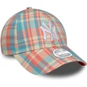 lippikset-kaareva-vaaleanpunainen-saadettava-nauha-9forty-check-new-york-yankees-mlb-new-era