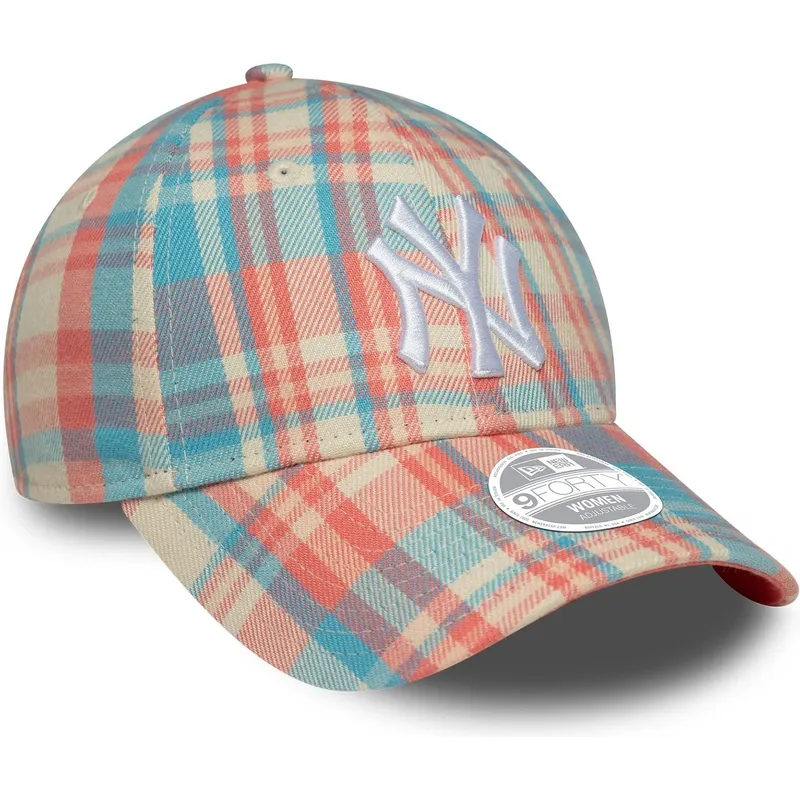 lippikset-kaareva-vaaleanpunainen-saadettava-nauha-9forty-check-new-york-yankees-mlb-new-era