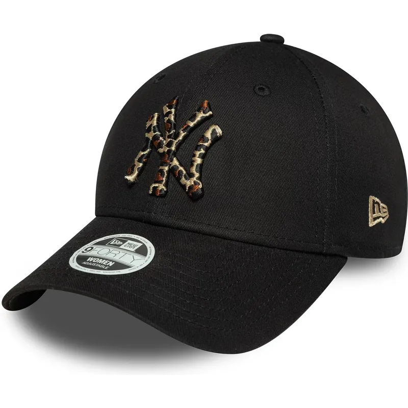 lippikset-kaareva-musta-saadettava-nauha-9forty-leopard-infill-new-york-yankees-mlb-new-era