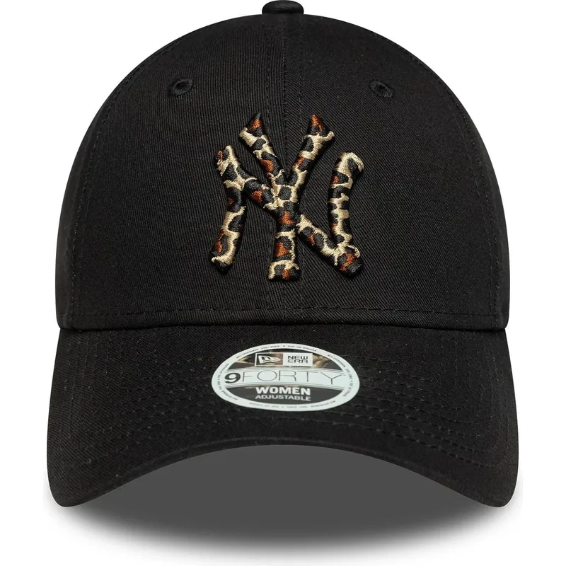 lippikset-kaareva-musta-saadettava-nauha-9forty-leopard-infill-new-york-yankees-mlb-new-era