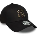 lippikset-kaareva-musta-saadettava-nauha-9forty-leopard-infill-new-york-yankees-mlb-new-era