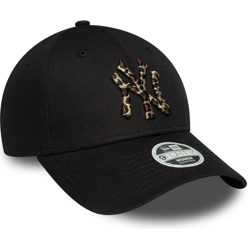 lippikset-kaareva-musta-saadettava-nauha-9forty-leopard-infill-new-york-yankees-mlb-new-era