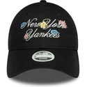 lippikset-kaareva-musta-saadettava-nauha-9forty-floral-script-new-york-yankees-mlb-new-era