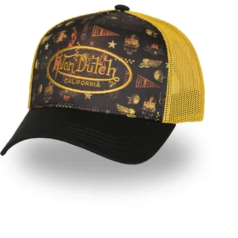 Von Dutch SUBL07 Black and Yellow Trucker Hat