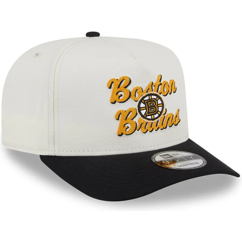 lippikset-kaareva-beige-snapback-9fifty-a-frame-chainstitch-boston-bruins-nhl-new-era