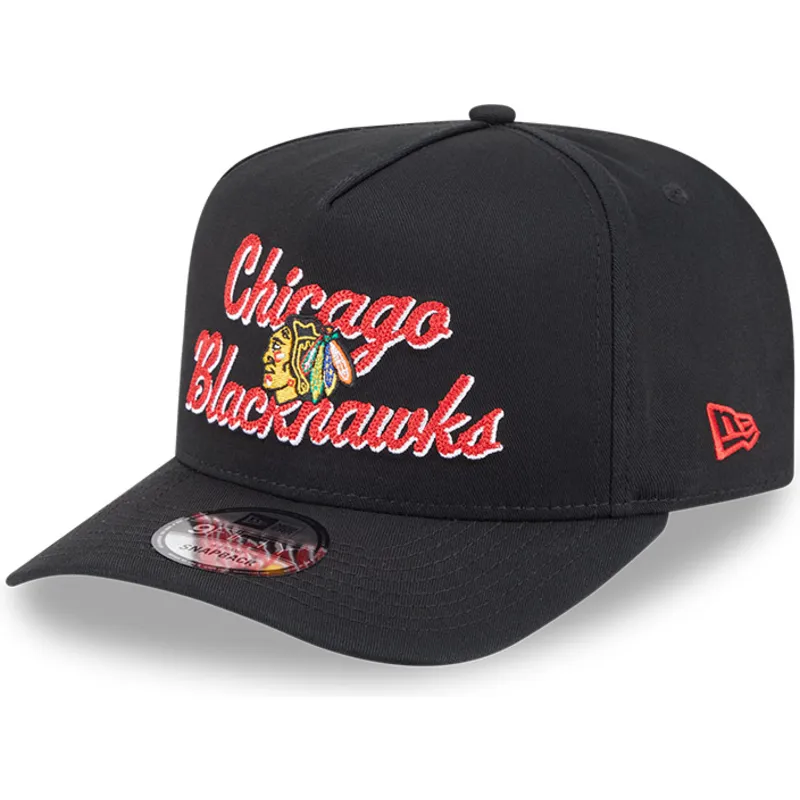 lippikset-kaareva-musta-snapback-9fifty-a-frame-chainstitch-chicago-blackhawks-nhl-new-era