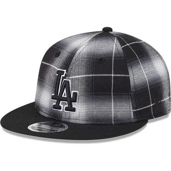 Cap litteä black snapback 9FIFTY Retro Crown Plaid Los Angeles Dodgers MLB New Era