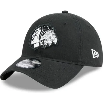 Lippikset kaareva musta säädettävä nauha 9TWENTY Stamp Chicago Blackhawks NHL New Era