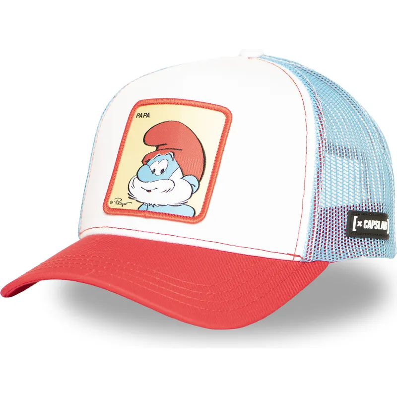lippikset-kaareva-rekka-monivarinen-snapback-smu-papa-isopappa-smurffit-capslab
