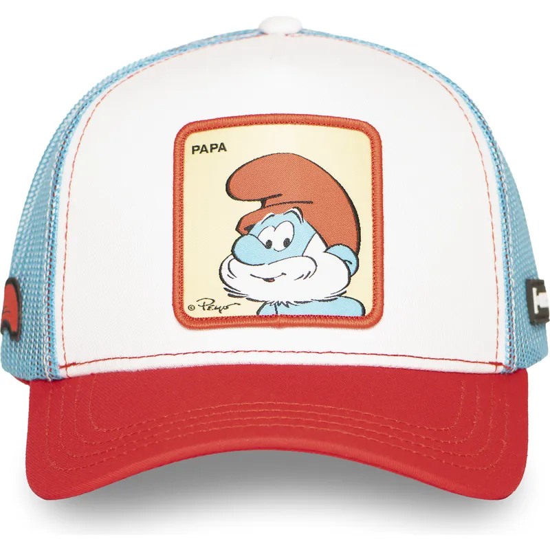 lippikset-kaareva-rekka-monivarinen-snapback-smu-papa-isopappa-smurffit-capslab