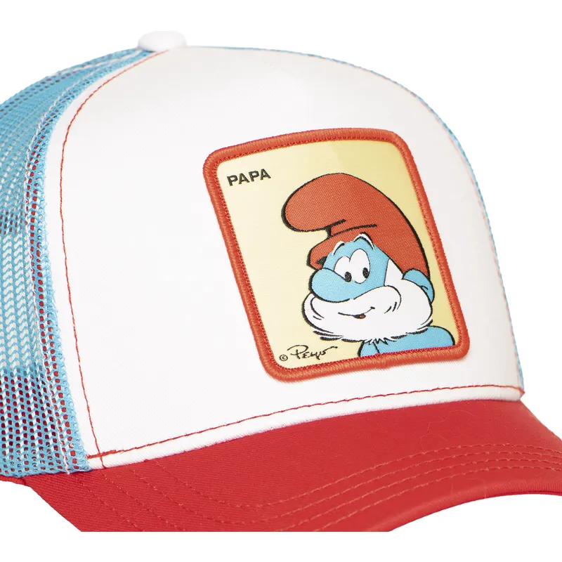 lippikset-kaareva-rekka-monivarinen-snapback-smu-papa-isopappa-smurffit-capslab