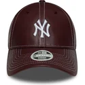 new-era-curved-brim-9forty-topstitch-pu-new-york-yankees-mlb-maroon-adjustable-cap