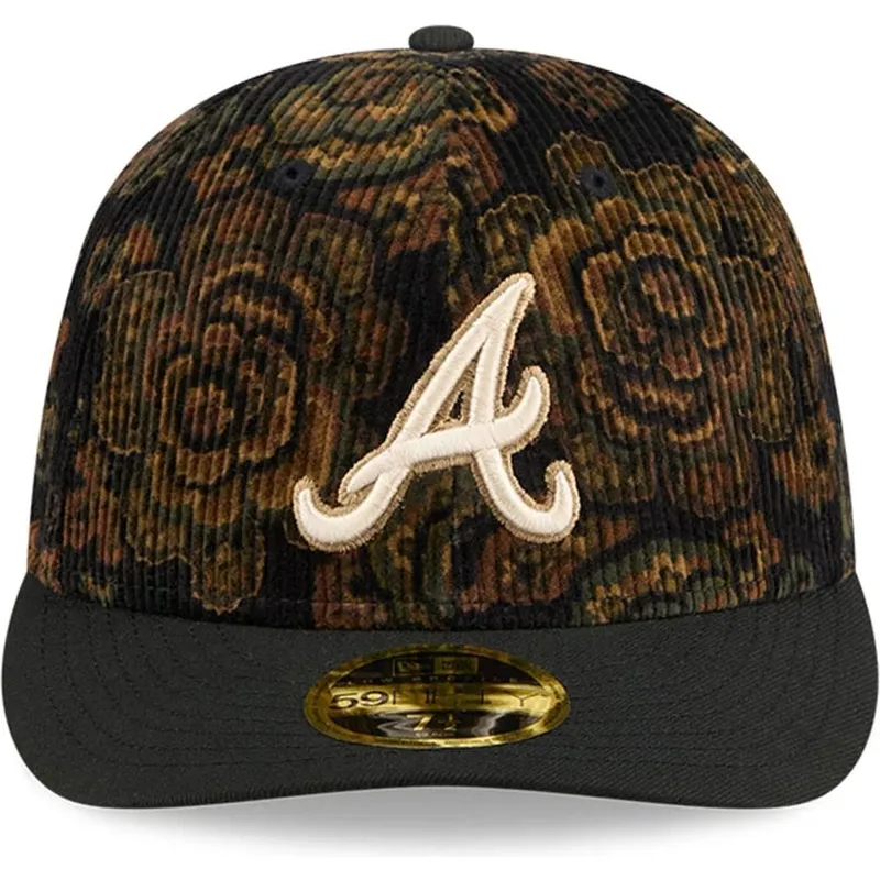 cap-kaareva-black-ajustada-59fifty-low-profile-floral-cord-three-looms-printed-corduroy-atlanta-braves-mlb-new-era