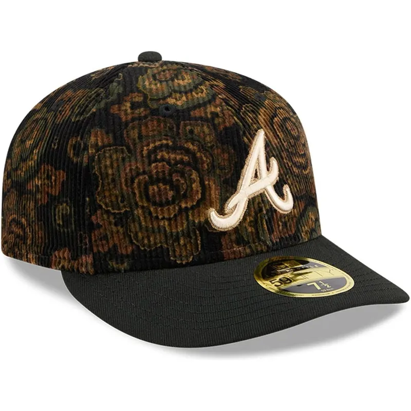 cap-kaareva-black-ajustada-59fifty-low-profile-floral-cord-three-looms-printed-corduroy-atlanta-braves-mlb-new-era