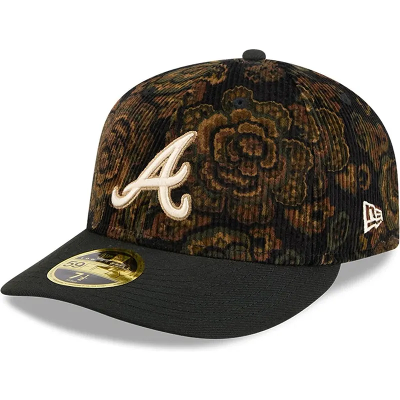 cap-kaareva-black-ajustada-59fifty-low-profile-floral-cord-three-looms-printed-corduroy-atlanta-braves-mlb-new-era
