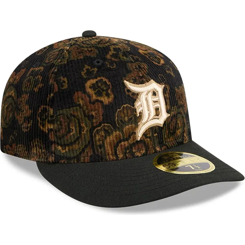 cap-kaareva-black-ajustada-59fifty-low-profile-floral-cord-three-looms-printed-corduroy-detroit-tigers-mlb-new-era