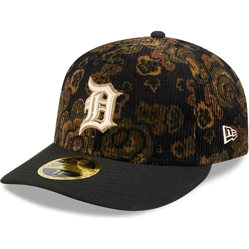 cap-kaareva-black-ajustada-59fifty-low-profile-floral-cord-three-looms-printed-corduroy-detroit-tigers-mlb-new-era