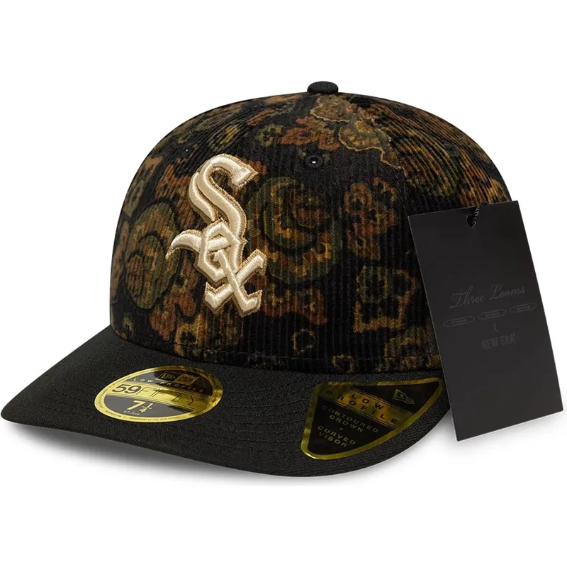 cap-kaareva-black-ajustada-59fifty-low-profile-floral-cord-three-looms-printed-corduroy-chicago-white-sox-mlb-new-era