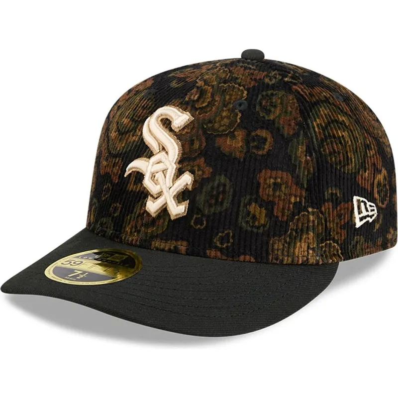 cap-kaareva-black-ajustada-59fifty-low-profile-floral-cord-three-looms-printed-corduroy-chicago-white-sox-mlb-new-era