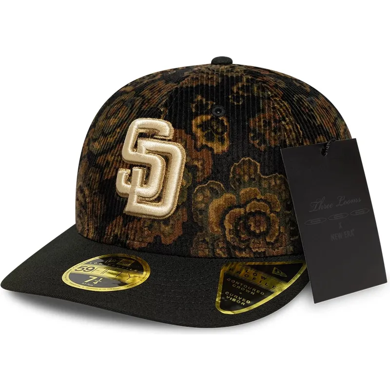 cap-kaareva-black-ajustada-59fifty-low-profile-floral-cord-three-looms-printed-corduroy-san-diego-padres-mlb-new-era cap-kaareva-black-ajustada-59fifty-low-profile-floral-cord-three-looms-printed-corduroy-san-diego-padres-mlb-new-era