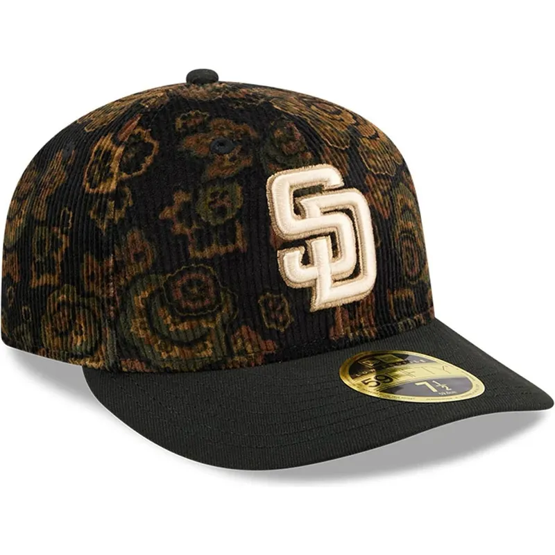 cap-kaareva-black-ajustada-59fifty-low-profile-floral-cord-three-looms-printed-corduroy-san-diego-padres-mlb-new-era cap-kaareva-black-ajustada-59fifty-low-profile-floral-cord-three-looms-printed-corduroy-san-diego-padres-mlb-new-era