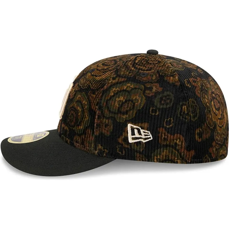 cap-kaareva-black-ajustada-59fifty-low-profile-floral-cord-three-looms-printed-corduroy-san-diego-padres-mlb-new-era cap-kaareva-black-ajustada-59fifty-low-profile-floral-cord-three-looms-printed-corduroy-san-diego-padres-mlb-new-era