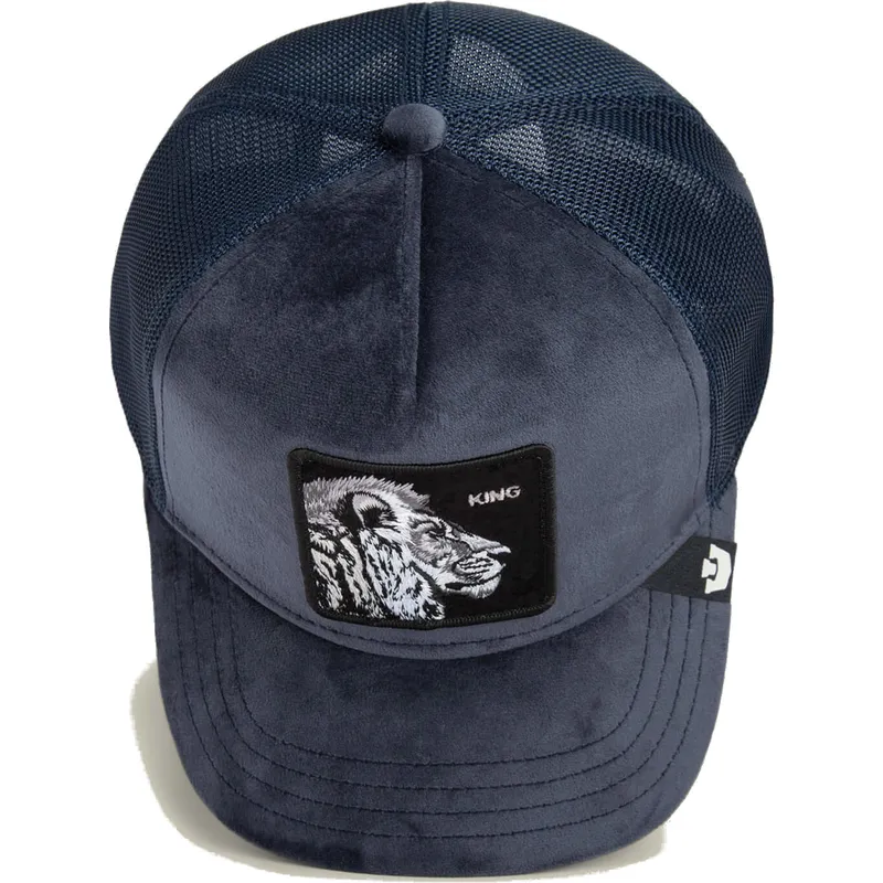lippikset-kaareva-rekka-laivastonsininen-snapback-king-lion-velour-the-farm-goorin-bros
