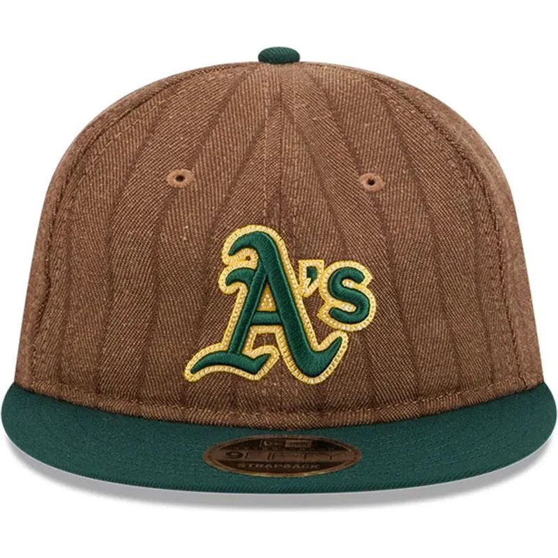 lippikset-littea-ruskea-saadettava-nauha-9fifty-retro-crown-wool-pinstripe-oakland-athletics-mlb-new-era