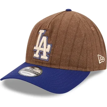 Cap kaareva brown adjustable strap 9TWENTY A Frame Wool Pinstripe Los Angeles Dodgers MLB New Era